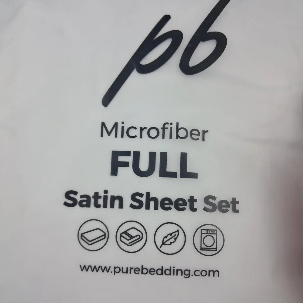 Satin Sheets Full Size 4-Piece, White Hotel Luxury Silky Bed Sheets - Extra Soft